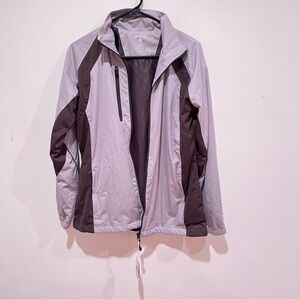 Antigua Women's Gray and Black Windbreaker Jacket